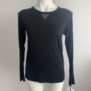 DKNY SPORT Black Mesh Long Sleeve Top